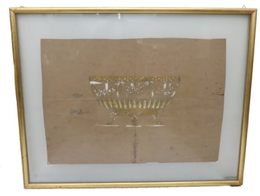 Louis C. Tiffany & Co. Watercolor Design Sketch Centerpiece Bowl