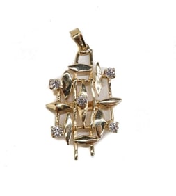 14k Yellow Gold White Sapphire Necklace Pendant