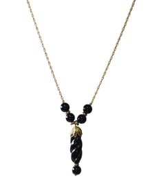 14k Yellow Gold Black Onyx Necklace