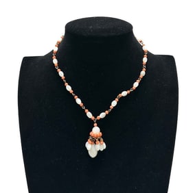 Goldplate and Coral Beaded Necklace