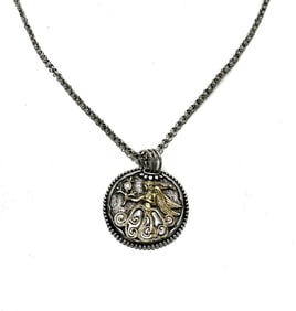 Konstantino 18k Yellow Gold and Sterling Silver Virgo Pendant Necklace
