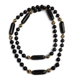 14k and 10.2mm Black Onyx Single Strand Necklace