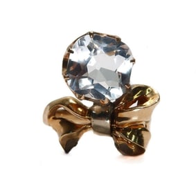 14k White Tourmaline Ribbon Ring, size 6.5