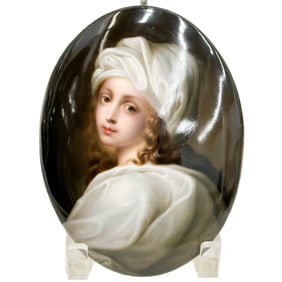 KPM Berlin Hand Painted Porcelain Plaque Portrait of Beatrice Cenci After Reni