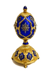 Franklin Mint House of Faberge Guilloche Enamel  Sterling Silver The Star of the North Music Box