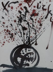 Dale Chihuly Hand Painted Abstract Ikebana Drawing