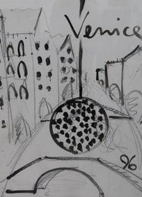 Dale Chihuly Hand Painted Abstract Chandelier Venice Drawing 1996