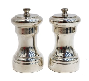 Pair Cartier Italian Sterling Silver Salt Grinders