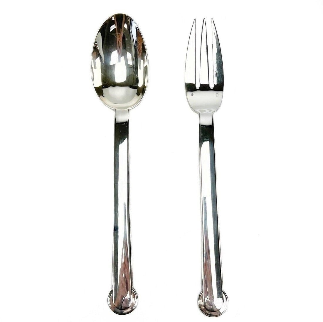 Pair Puiforcat France Sterling Silver Serving Spoon & Fork in Annecy with Box (1 of 6)