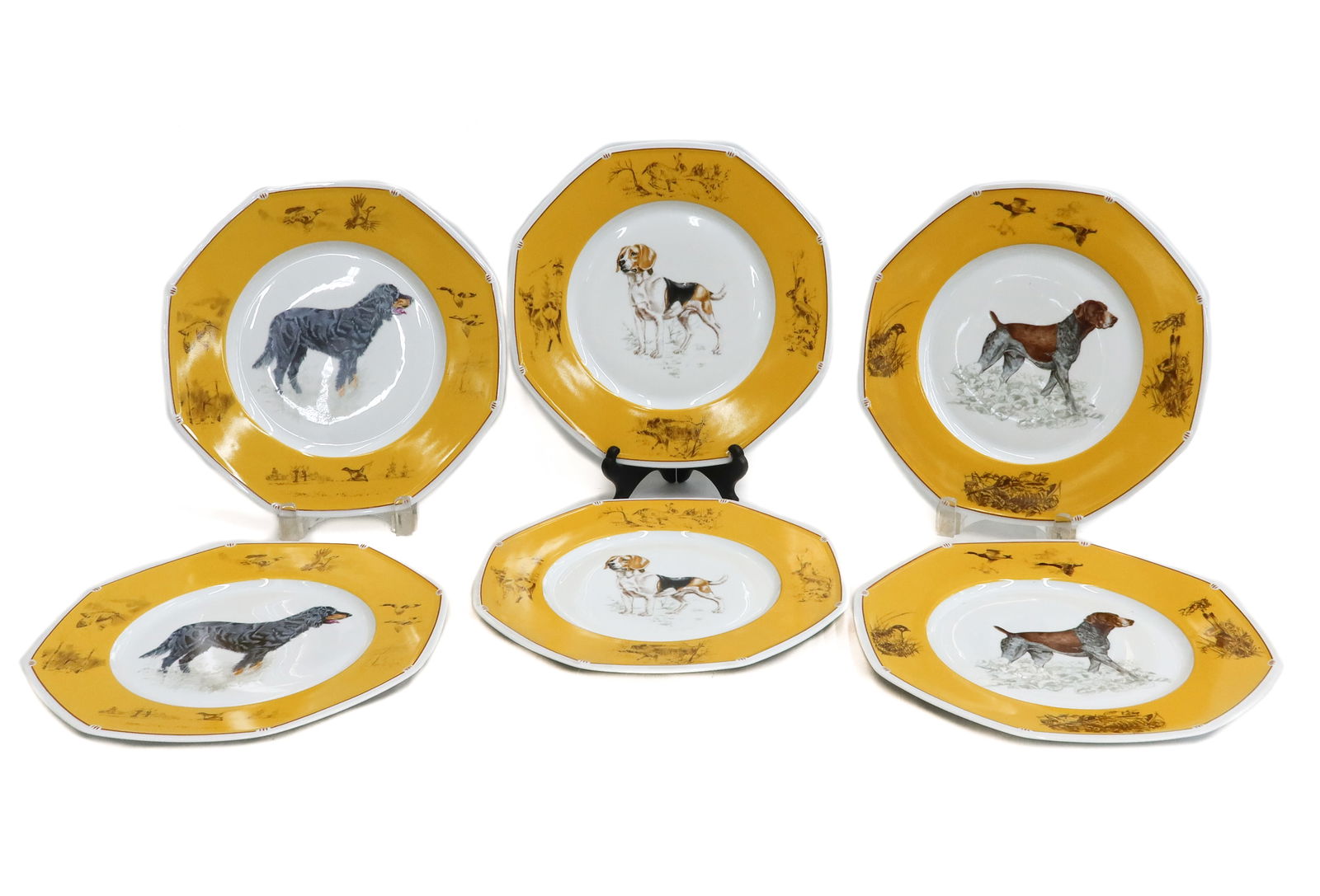 6 Hermes Paris Chiens Courants and Chiens d'Arret Porcelain Dinner Plates (1 of 10)
