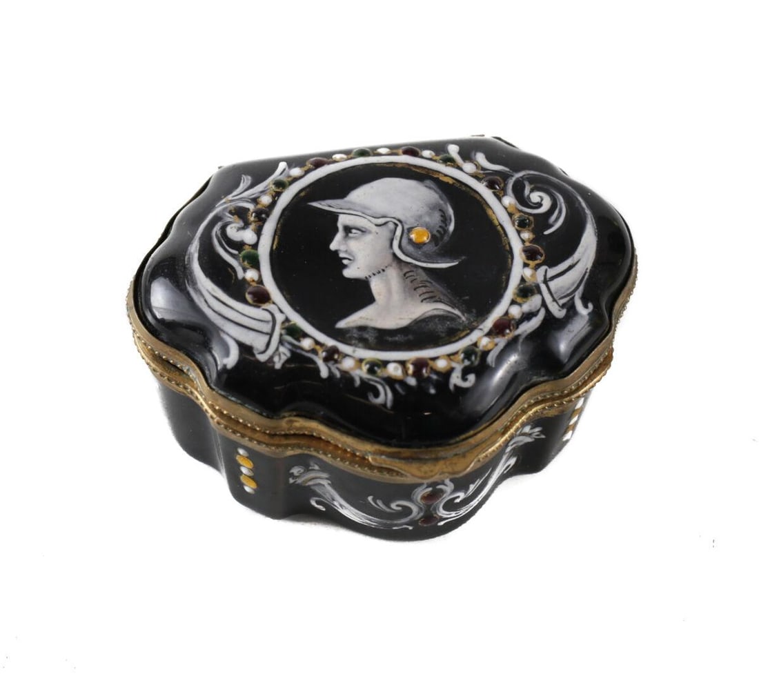 Limoges French Jeweled Enamel & Bronze Mounted Trinket Box 19th Century (1 of 6)