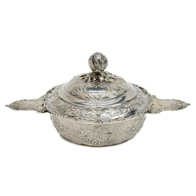 Emile Delaire French Sterling Silver Repousse Ecuelle circa 1900