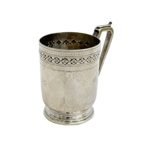 Walter & John Barnard English Sterling Silver Mug Cup Monogram AOK 1878