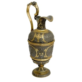 Italian Silvered and Gilt Bronze Ewer Relief Scenes circa 1900