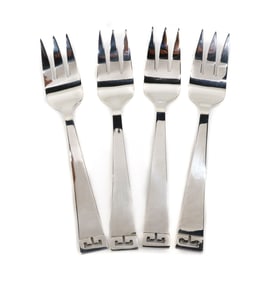 4 Allan Adler Sterling Silver Individual Salad Forks in Chinese Key