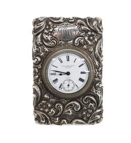 Black Starr Frost New York Swiss Sterling Silver Clock Paperweight circa 1900