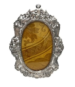 Continental 800 Silver Pierced Cherub Photo Frame, circa 1900