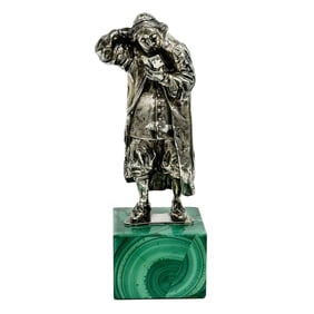 Gabriele De Vecchi Italy Solid 925 Silver Don Quixote Carnidal Figure Malachite