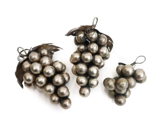 3 Silvered Grape Ornaments
