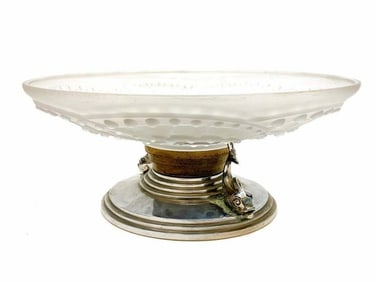 Art Deco French J. Landeier Glass & Silverplate Bowl