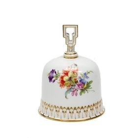 Meissen Germany Hand Painted Porcelain Bell Florals and Insects