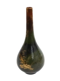 Rookwood Glazed Pottery Vase by Matthew Daly, 1882. Gold Fleck and Leaves
