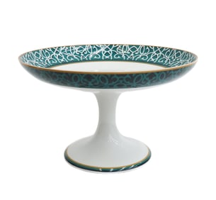 Hermes Paris Porcelain Footed Tazza in Attelage, Green Motifs
