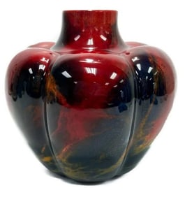 Royal Doulton porcelain Noke Sung Flambe squat form vases, circa 1910