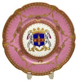 Sevres Hand Painted Cabinet Plate w/ Large Royal Crest Late 19th C