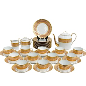 27pc Limoges France Ancelin Porcelain Tea Dessert Service for 12
