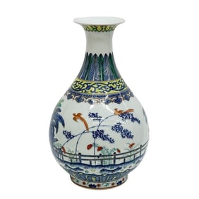 Vintage Chinese Guangxu Yuhuchunping Porcelain Doucai Vase