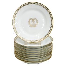 10 Manufacture de Sevres Louis Philippe Gilt Porcelain Plates Chateaux 1833-43