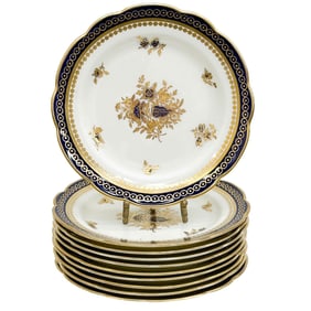 10 Royal Worcester for Tiffany & Co Hand Painted Porcelain Dessert Plates 1900