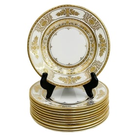 11 Minton England Gilt Porcelain Bread Plates in Argyle H4695