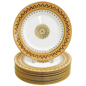 12 Tiffany Le Tallec Private Stock Porcelain Dinner Plates in Directoir