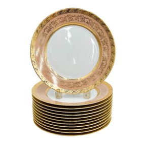 12 Limoges France Ancelin Porcelain 9.75 inch Dinner Plates