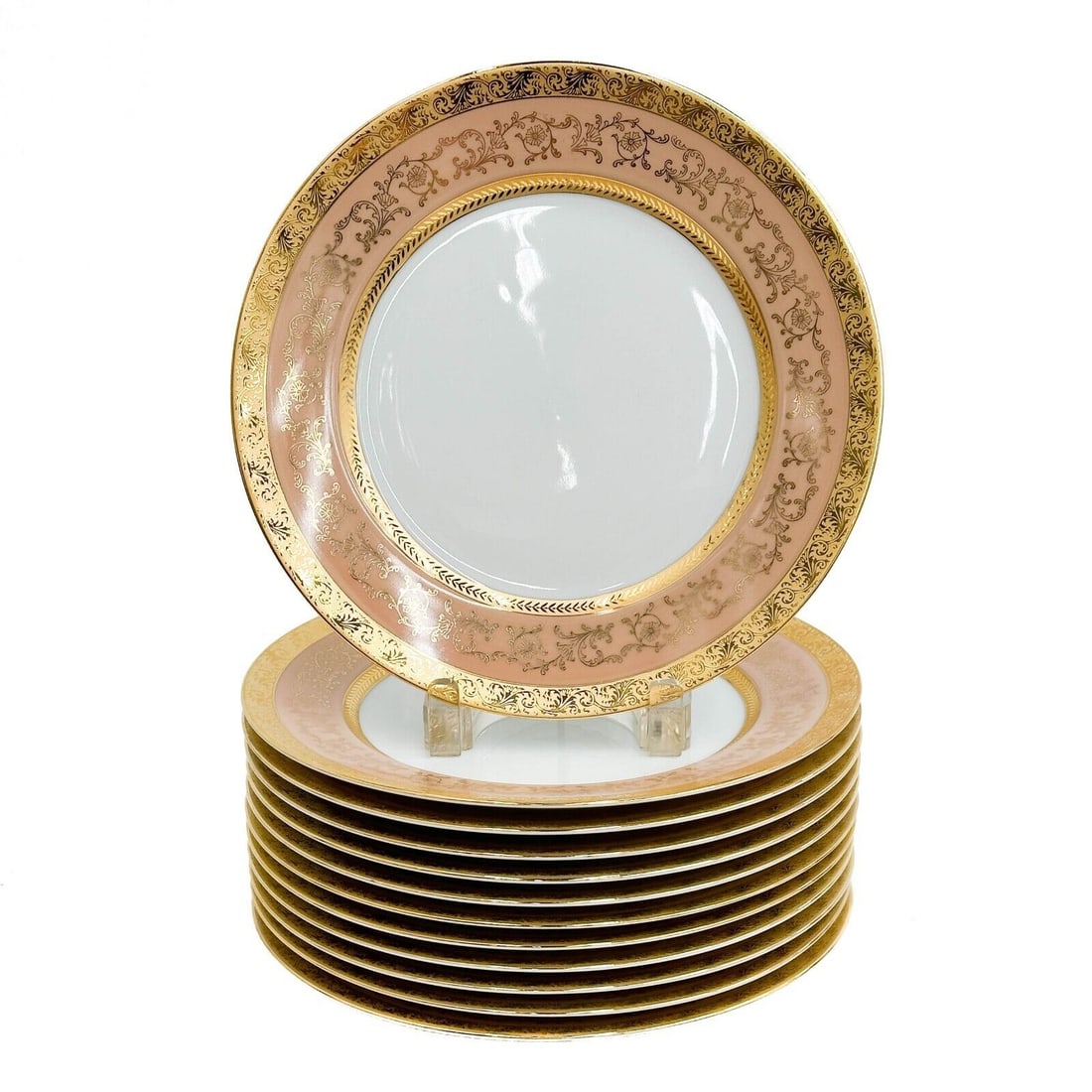 12 Limoges France Ancelin Porcelain 9.75 inch Dinner Plates (1 of 4)