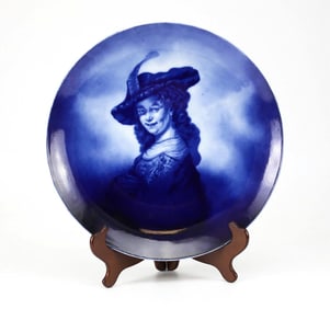 Royal Delft Porcelain 'Saskia of Rembrandt' Dresden Cabinet Plate, Hand Painted