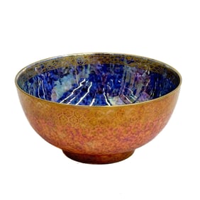 Wedgwood England Dragon Lustre Porcelain Bowl Orange Blue circa 1920