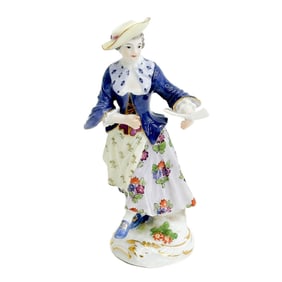 Meissen Germany Hand Painted Miniature Porcelain Figurine Woman Singer #3 c 1900