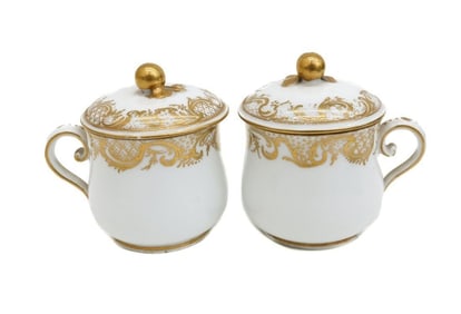 Pair Sevres Soft Paste Porcelain Covered Juice Pots