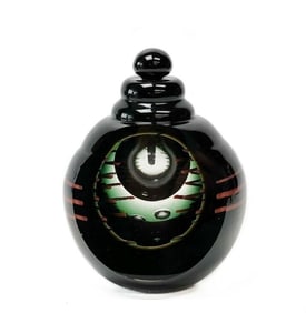 William Carlson Art Glass Hand Blown Center Perfume Bottle with Stopper, Signed