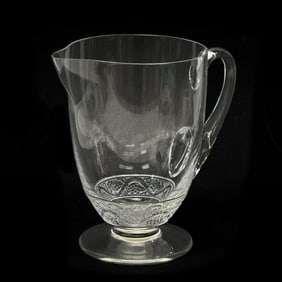 Lalique France 47 oz Glass Pitcher in Phalsbourg Signed