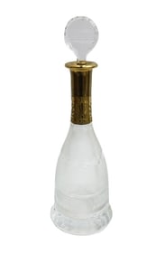 Moser Czech Cut Crystal Glass 11.75 inch Decanter in Gold Splendid Signed