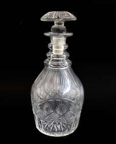 Pittsburgh Cut Glass Strawberry Pattern Decanter 19th Century Cut Glass Fans