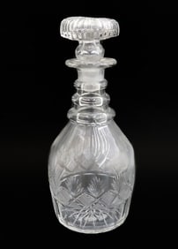 Pittsburgh Cut Glass Strawberry Pattern Decanter 19th Century Cut Glass Fans