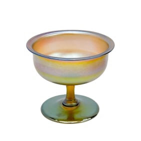 LCT Tiffany Favrile Gold Art Glass Sherbet Glass circa 1900 Iridescence