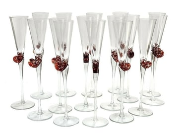16 Continental Cut Glass Snail Escargot Caviar Wine Goblets