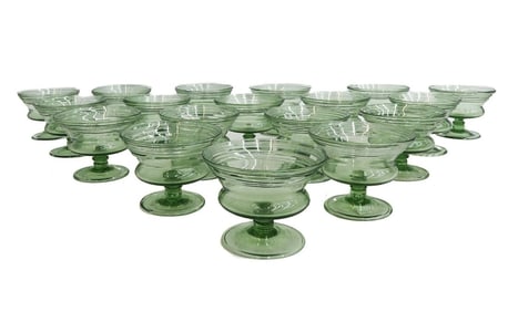 18 Steuben Glass Spanish Green Transparent Shertbet Goblets #6333