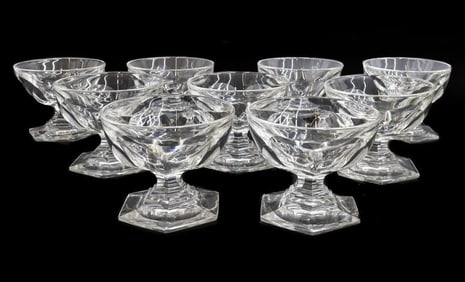 9 Baccarat France Cut Glass Compote Cocktail Goblets in Harcourt Tallyrand